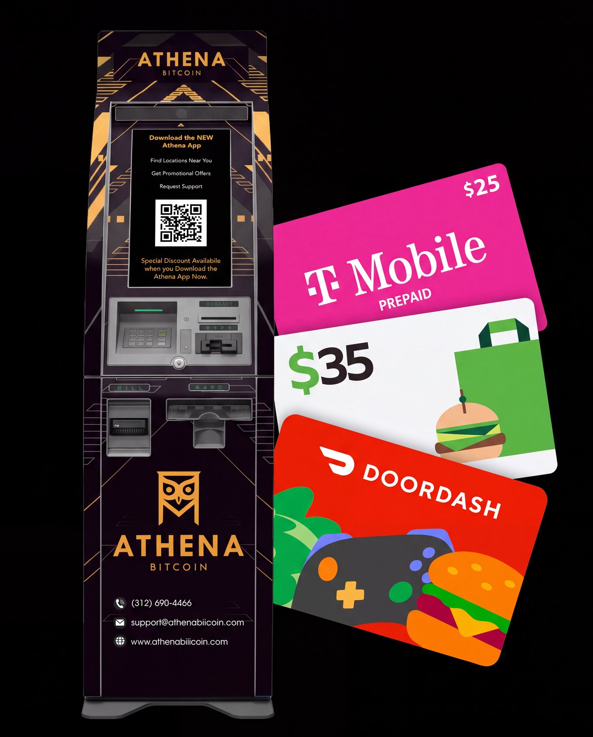 Athena Bitcoin kiosk with gift cards